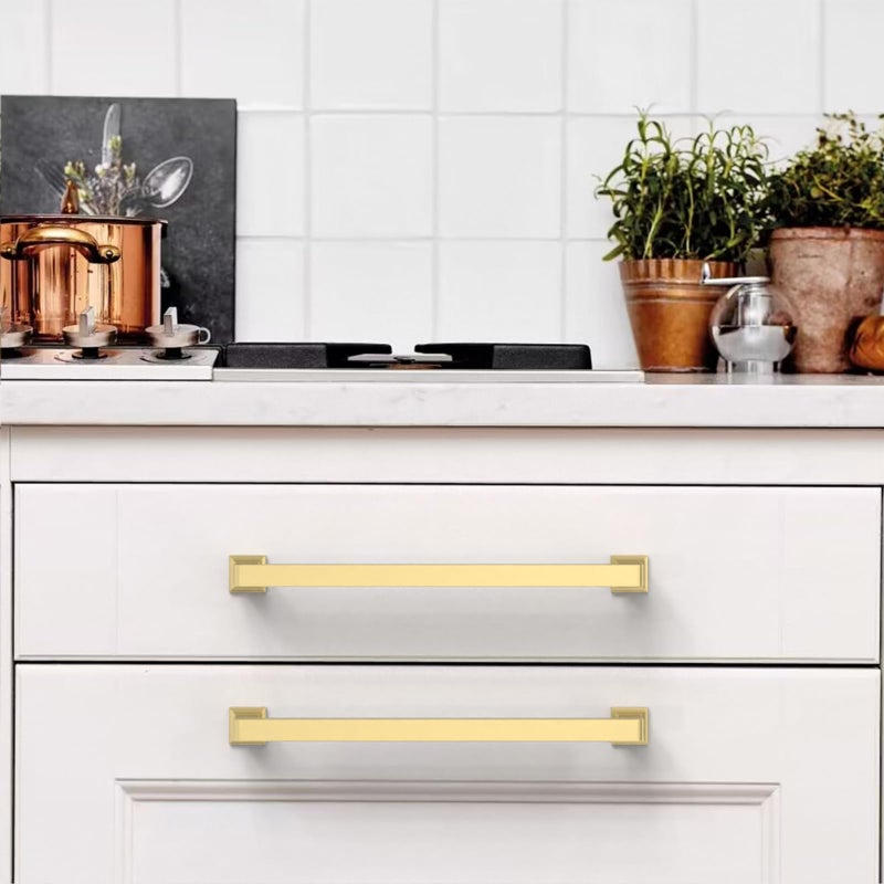 KNOKLOCK 10 Pack 8.8 Inch(224mm) Kitchen Cabinet Handles Gold Cabinet Pulls Kitchen Cabinet Hardware Drawer Pulls for Dresser Cupboard Wardrobe - Image 3